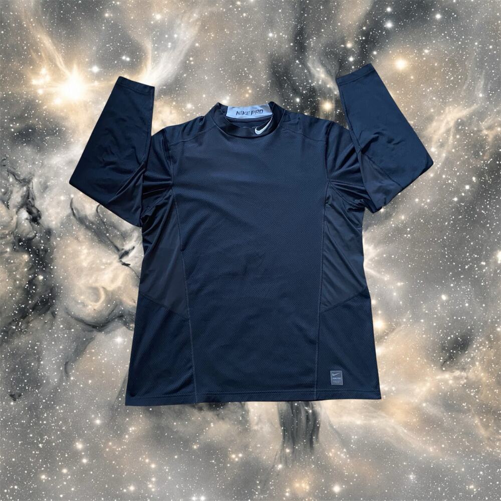 Nike Pro Fitted Dri-FIT Mock Neck Long Sleeve Shirt Mens XXL Black Base Layer